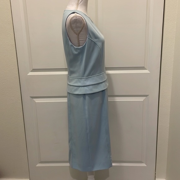 Les Copains Azure Blue Sleeveless Dress with Tiered Detailing at Waist - Picture 4 of 16
